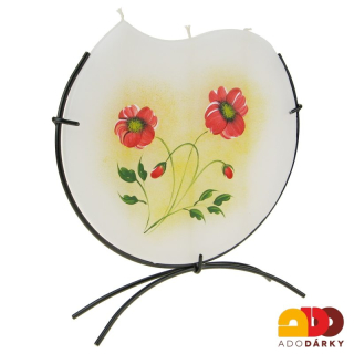 Svíčka 3 knoty vlčí mák + kovový stojánek