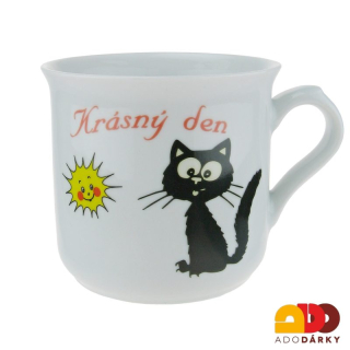 Hrnek "Krásný den" se sedící kočkou 465 ml