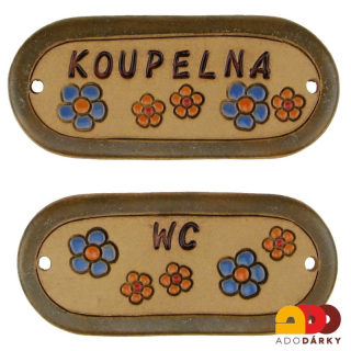 Štítek na dveře WC a koupelna  10,5 cm