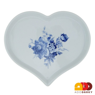 Tác ve tvaru srdce - modré květy 21,5 cm