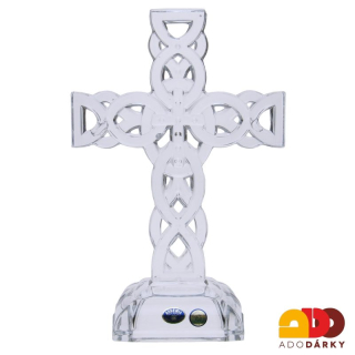 Skleněný kříž na podstavci 27,5 cm