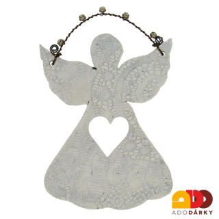 Keramický anděl na zeď s kamínky 20,5 cm