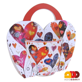 Hrnek se srdíčky v papírovém srdci 460 ml