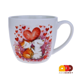 Hrnek s kočkami a srdcem 460 ml