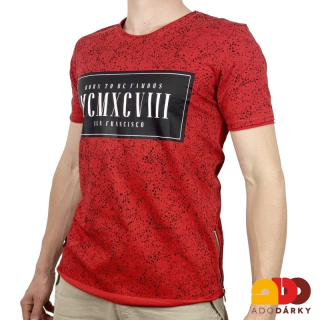 Pánské triko červenočerné s prskanci a nápisem