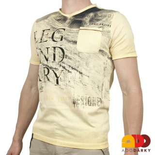 Pánské triko žluté s nápisem a kapsičkou