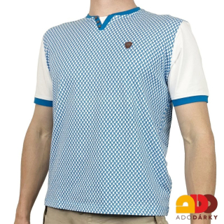 Pánské triko modrobílé vzorované