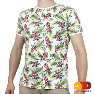 Pánské triko bílé s listy