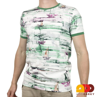 Pánské triko zelenobílé s lodičkami