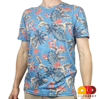 Pánské triko modré s listy