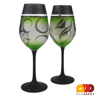 Sada dvou ručně zdobených číší černo zelené barvy 250 ml