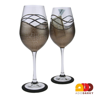 Sada dvou ručně zdobených číší hnědé barvy 250 ml