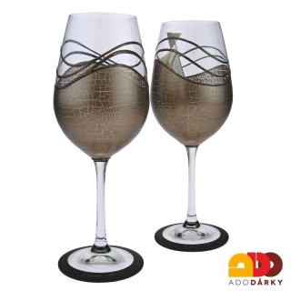 Sada dvou ručně zdobených číší hnědé barvy 350 ml