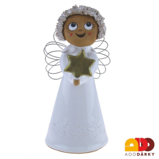 Anděl s drátěnými křídly s hvězdičkou 15 cm