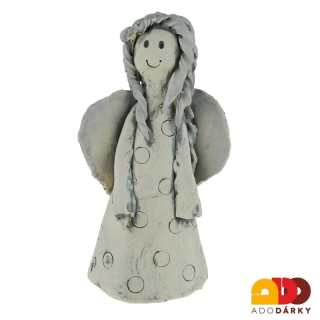 Keramický anděl s dlouhými vlasy 21 cm