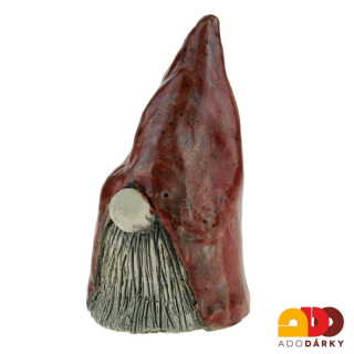 Keramický trpaslík červený 15 cm