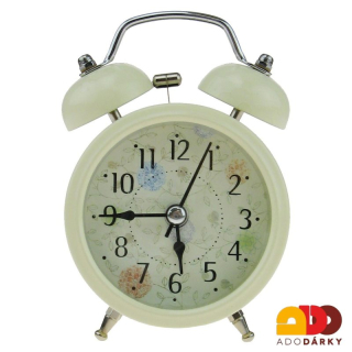Hodiny budík smetanový Ø 8 cm