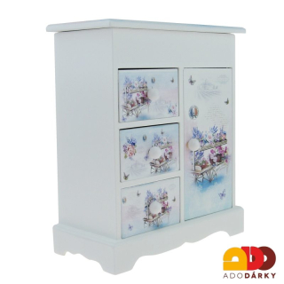 Šperkovnice - vozík s květy 16 x 19,5 x 8 cm