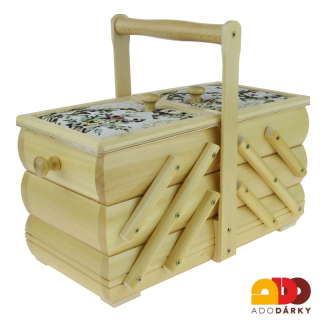 Dřevěný rozkládací koš na šití 28 x 16 x 14 cm