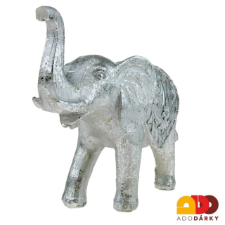 Slon stříbrné barvy 18,5 cm