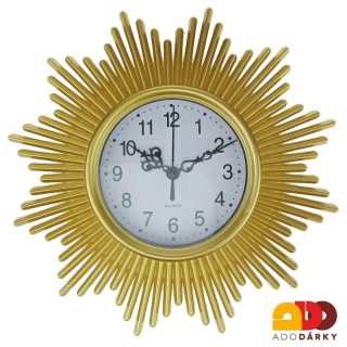 Hodiny kulaté plastové zlaté var. II. Ø 25 cm