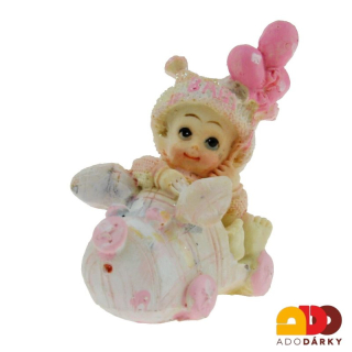Figurka miminka - holka v kočárku s balonkem 7,5 cm