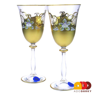 Sada dvou číší na víno zdobených zlatem a smaltem 250 ml