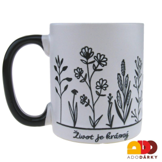 Hrnek s květinami "Život je krásný" 0,35 l