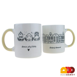Sada dvou hrnků v dárkové krabici "Krásný domov + Domov plný lásky" 0,35 l