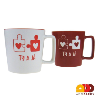 Sada dvou hrnků s puzzlem a nápisy "Ty a já" v dárkové krabici 0,4 l