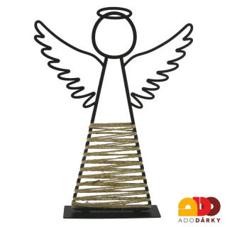 Anděl kov + sisal 25,5 cm