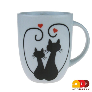 Hrnek s dvěma kočkami v srdci 300 ml
