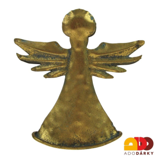 Plechový anděl houpající se zlatý 15,5 cm