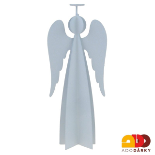 Kovový anděl bílý z více plátů 25 cm