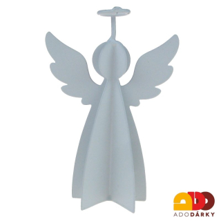 Kovový anděl bílý z více plátů 12,5 cm