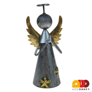 Kovový anděl stříbrný se modlící se 13 cm
