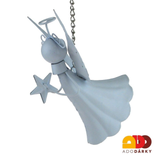 Anděl bílý s hvězdou - závěs 14 cm