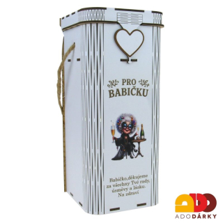 Dárkový obal na láhev "Pro babičku" + barevný obrázek 29 cm