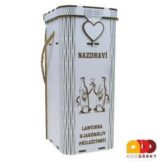 Dárkový obal na láhev "Na zdraví" lahvinka k jakékoliv příležitosti 29 cm