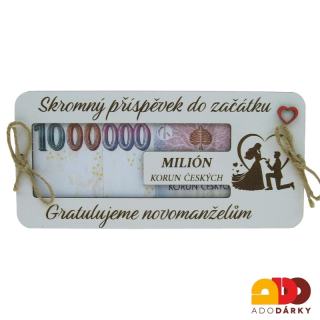 Dřevěná obálka na peníze "Skromný příspěvek do začátku 20 x 9,5 cm