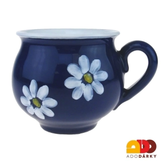 Hrnek baculatý s dvěma kytičkami modrý 0,35l