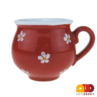 Hrnek baculatý s malými kytičkami červený 0,35l