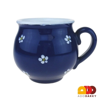 Hrnek baculatý s malými kytičkami modrý 0,35l