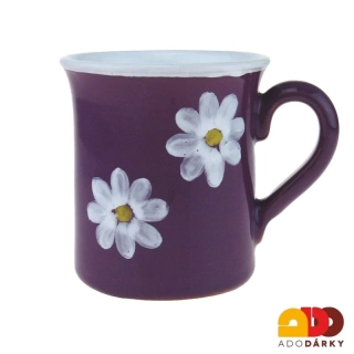 Hrnek rovný s dvěma kytičkami fialový 0,35l