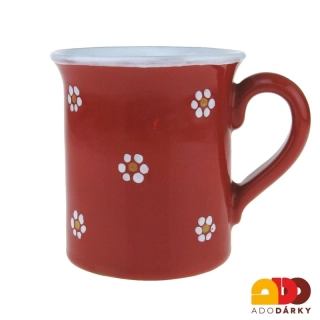 Hrnek rovný s malými kytičkami červený 0,35l