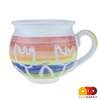 Hrnek baňatý duhový s tulipány 0,35l