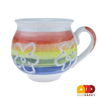 Hrnek baňatý duhový s květy 0,35l