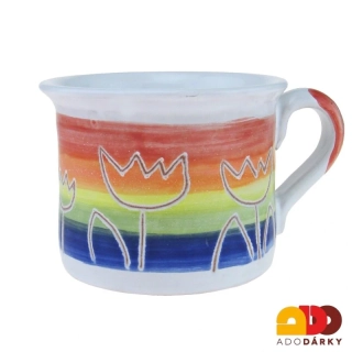 Hrnek rovný duhový s tulipány 0,35l