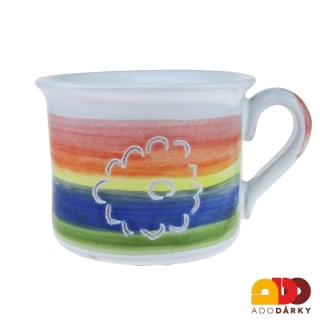 Hrnek rovný duhový s květem / mráčkem 0,35l