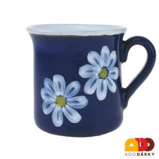 Hrnek rovný modrý s dvěma kytičkami 0,2 l